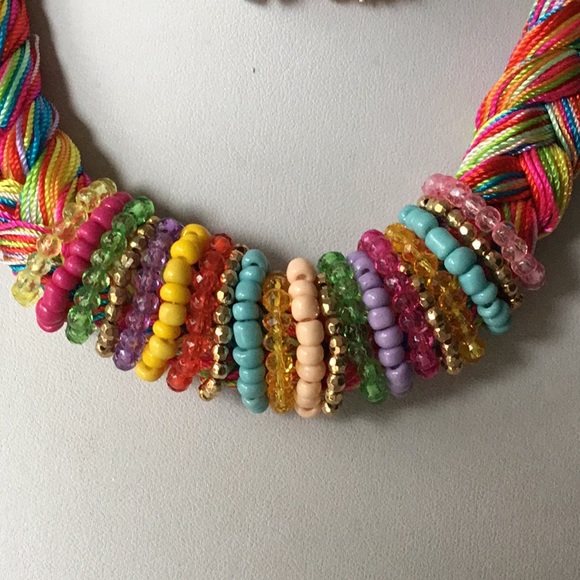 Multi color bead and braided thread bohemian set - Picture 2 of 3